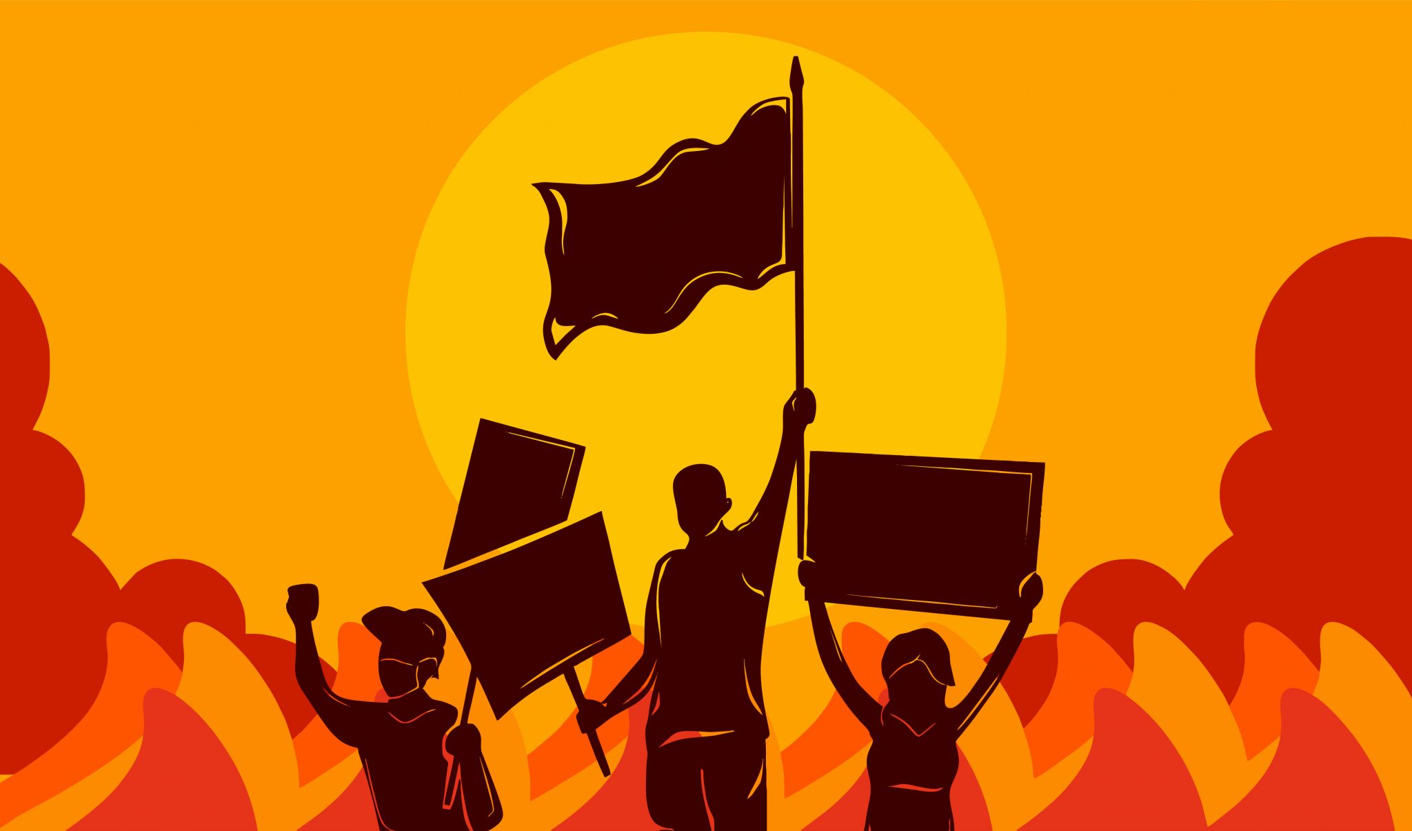 Vector illustration of People Protesting and demonstrate to bring